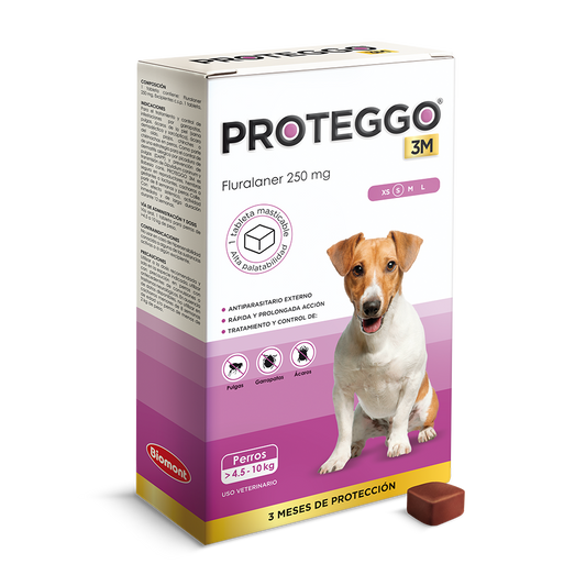 Proteggo 3 Meses - Antipulgas para Perros 250mg (4.5 a 10kg) - 1 Tableta