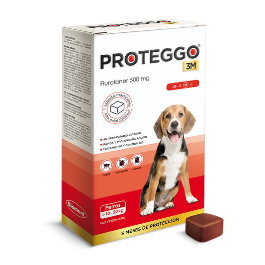 Proteggo 3 Meses - Antipulgas para Perros 500mg (10 a 20kg) - 1 Tableta